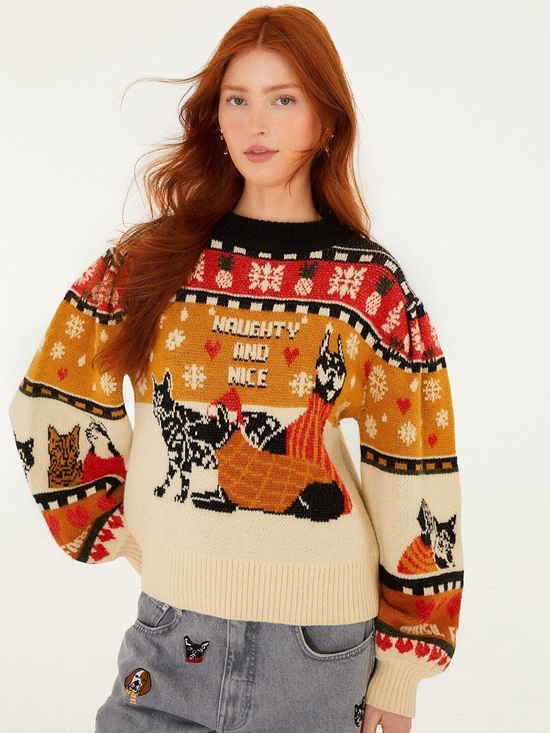 FARM Rio Sweaters - NWT FARM Rio Naughty and Nice Fair Isle Sweater Small